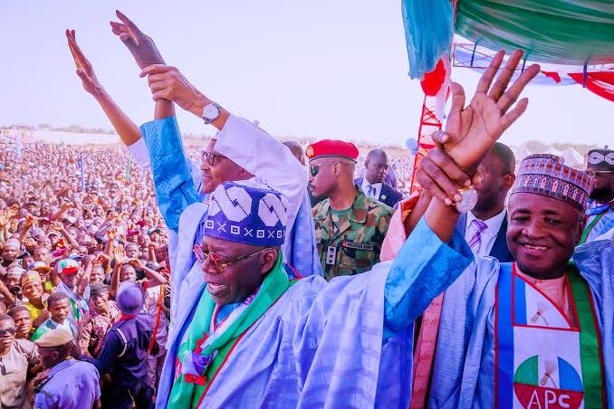 President Tinubu at a mass rally in the North West